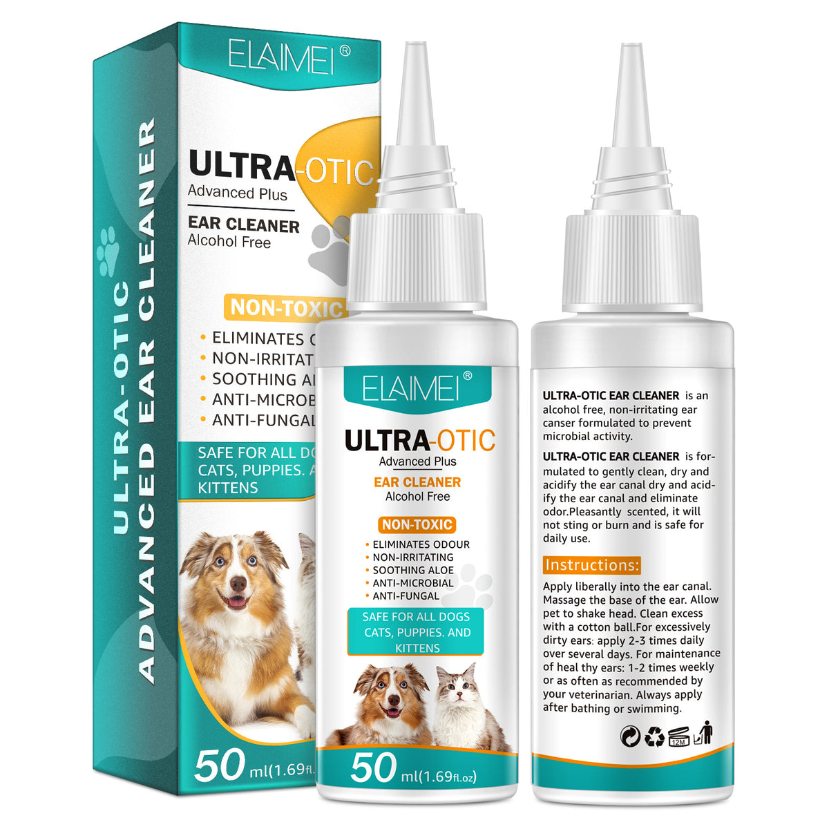 Limpiador de oídos para mascotas de 50 ml