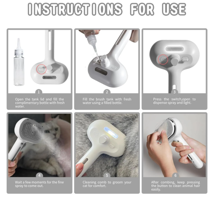 Cepillo pulverizador para perros y gatos