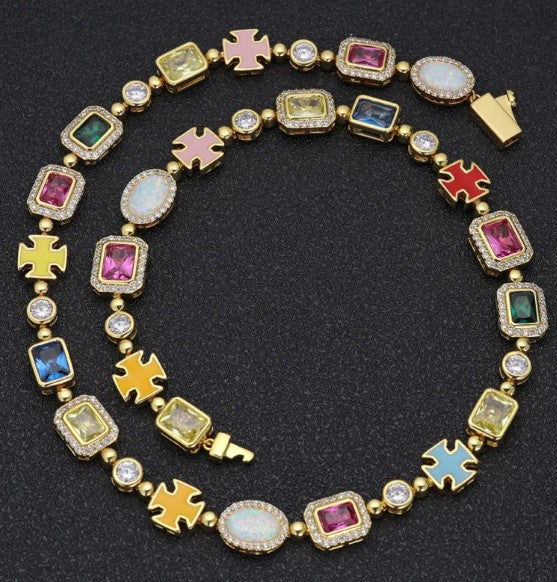 Collares y pulseras de estilo hip-hop con circonitas