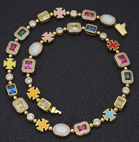 Collares y pulseras de estilo hip-hop con circonitas