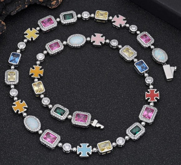 Collares y pulseras de estilo hip-hop con circonitas