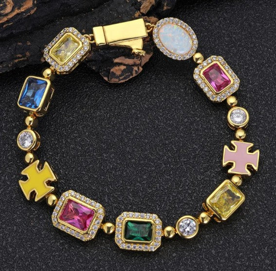 Collares y pulseras de estilo hip-hop con circonitas