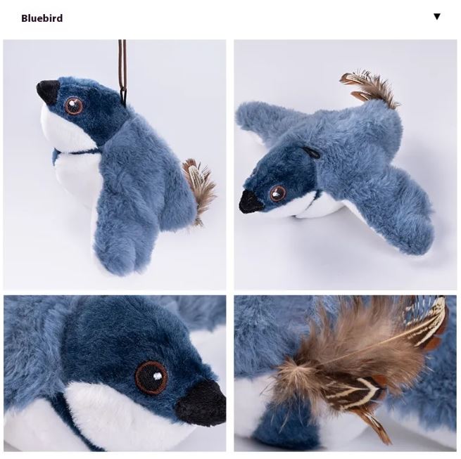 Pájaro con alas móviles para gatos